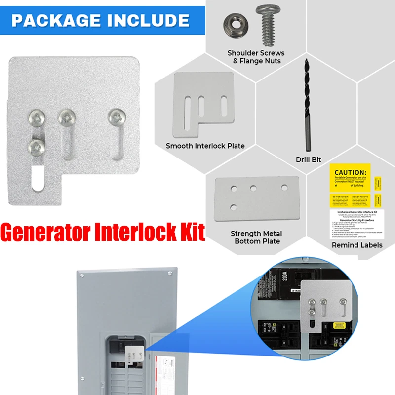 Generator Interlock Kit For Square D QO Homeline 150 200 Amp Panels Through Hole - Image 1 of 4