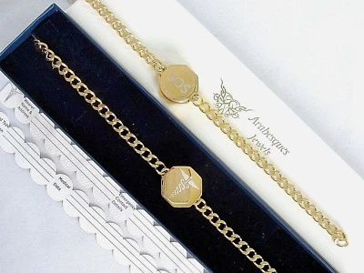 MEDI SAFE BY ARABESQUES JEWELS STAINLESS STEEL/GOLD SOS BRACELET/MEDICAL ALERT/EMERGENCY LADIES/MENS/TALISMAN