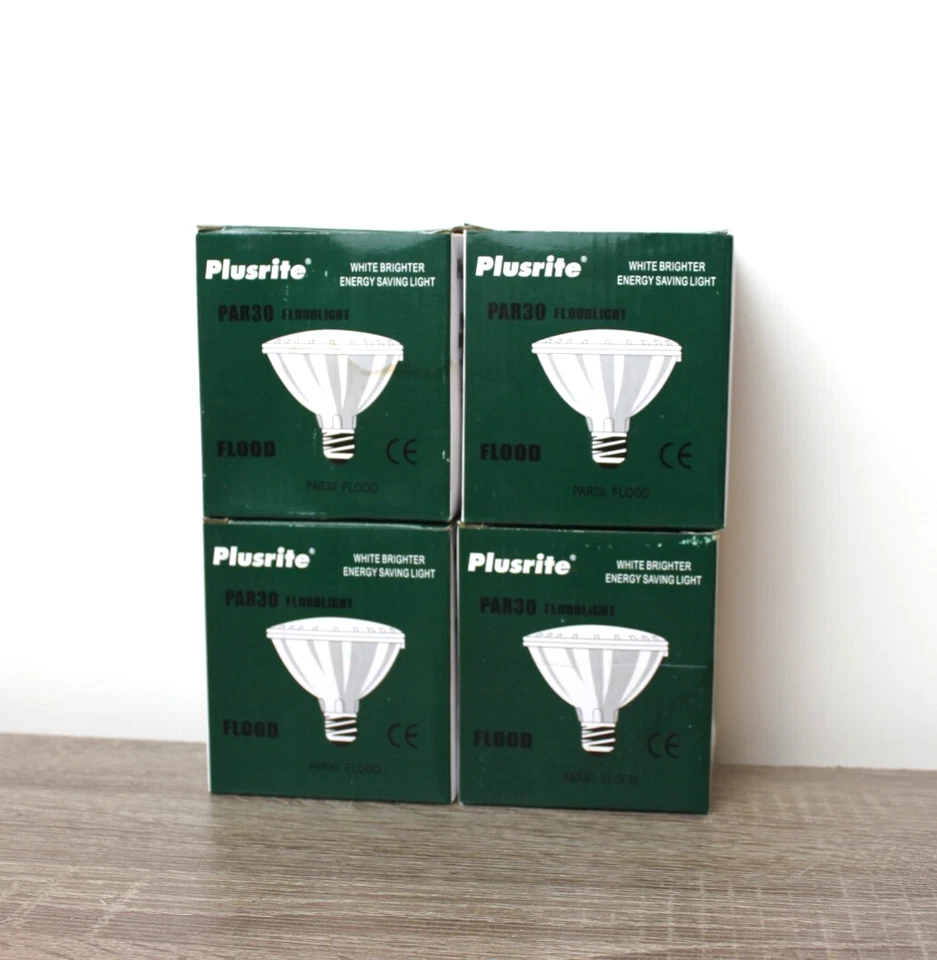 (x4) PLUSRITE 75w PAR30/FL FLOOD LAMP BULB - 130v  *NEW OPEN BOX* Bright White - Image 1 of 4