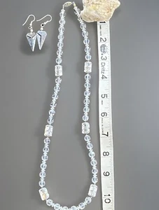 Clear Crystal Necklace & Earrings, Vintage Free Shipping - Picture 1 of 3