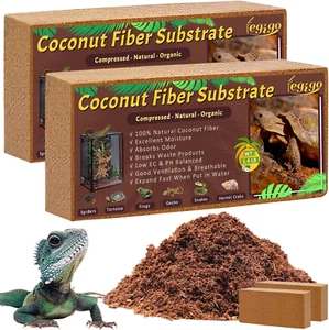 2-Pack Compressed Coconut Fiber Substrate, 100% Organic Coco Husk Bedding for Re - Picture 1 of 12