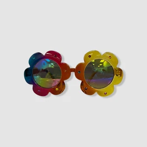 Bari Lynn Kid's Girl's Yellow Rainbow Flower Holo Sunglasses - Picture 1 of 4
