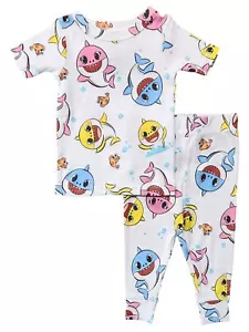 Infant & Toddler Boys Baby Shark Snug Fit White 2 Piece Pajama Set - Picture 1 of 2