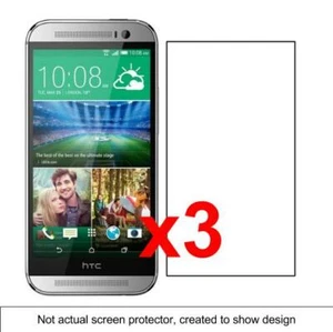 3x  HTC One M8 Screen Protector w/ cloth - Picture 1 of 2