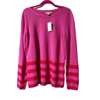 Suéter Pullover Banana Republic Mujer Lana Cachemira Rosa Rayas Talla L Nuevo con Etiquetas Foto 1 de 4