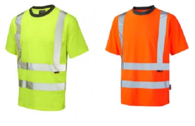 HI VIZ HIGH VISIBILITY ROUND NECK SHORT SLEEVE SAFETY T-SHIRT REFLECTIVE TOP