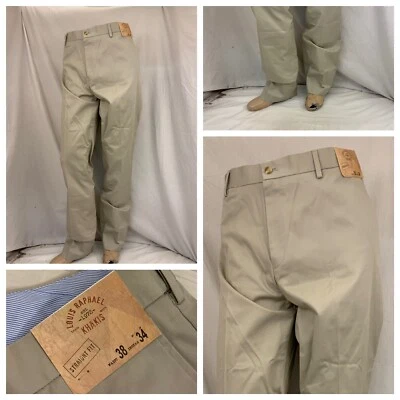 Pantalones Louis Raphael Calce Recto 38x34 Algodón Tostado Poli Planos Nuevos con Etiquetas YGI P1-125 Foto 1 de 4