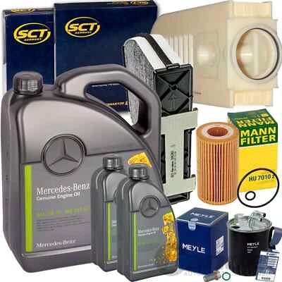 FILTER SET KIT + GENUINE for MERCEDES 5W30 OIL C E CLASS GLK W204 W212 X204 CDI - Image 1 of 4