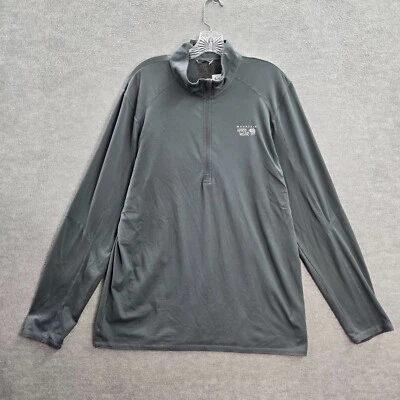 Mountain Hardwear Men Shirt XL Gray Logo 1/4 Zip Long Sleeve - Image 1 of 4