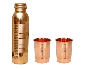 100% Copper Water Bottle Silvertouch 2 Serving Tumbler Cup 300ML Health Benefits - Picture 1 of 10