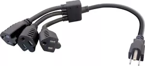 1 In 3 Out AC Power Cord Splitter - Outlet Extension Outlet Space Saver - Picture 1 of 6