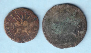 Ireland - Gunmoney. 1689 Jan Shilling (VG) & 1690 Crown (Poor).. 2 Coins - Imagen 1 de 4