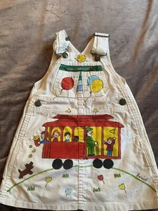 Vintage Liberty Overalls Girls Dress White Painted Size 3 - Picture 1 of 5