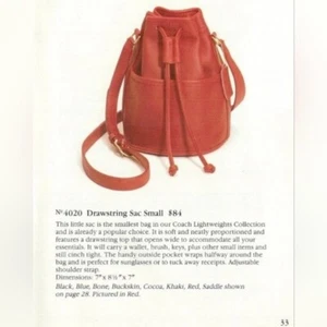 Coach Vintage RARE 4020 Red Drawstring Sac Small Lightweight Collection - Picture 1 of 14