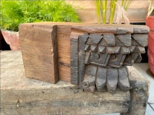 1800's Antique Wood Primitive Fine Carved Flower Shape Door Side Bracket Panel - Picture 1 of 12