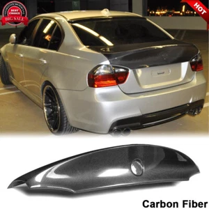 For BMW E90 325i 330i Sedan 2005-2008 Carbon Fiber Rear Trunk Spoiler Boot Wing - Picture 1 of 12