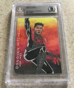 Tarjeta de Dibujo Artístico Original de Jazz Donovan Mitchell Spider-Man Jazz Beckett BAS True 1/1 - Imagen 1 de 2