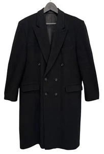 Kasper Vintage Cashmere Trench Coat Black Made Italy Double Buttons 24" P2P XL - Picture 1 of 4
