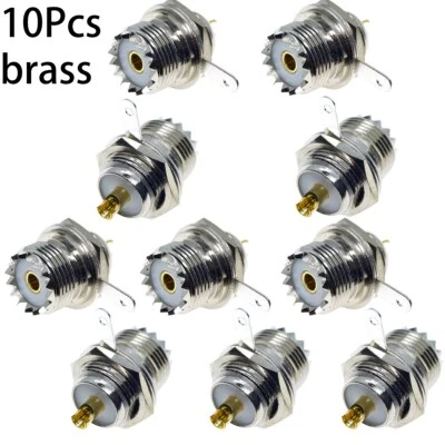 10X SO-239 Female UHF Jack Round Solder Chassis Mount Bulkhead RF Coax Connector - Image 1 of 4