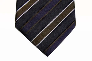 Benjamin Tie Marina con rayas azul oscuro/marrón, seda pura - Imagen 1 de 2