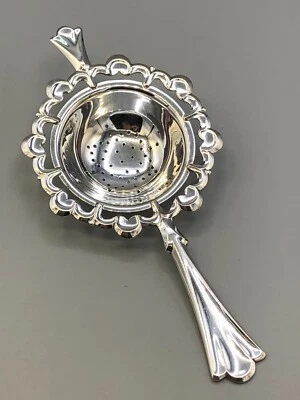 Colador de té vintage europeo 830 plata fina sobre la taza 6,5" Foto 1 de 4