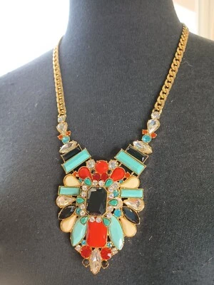 Vintage Joan Rivers Jeweled Mosaic 24" Pendant Necklace Signed with 3" Extender - Image 1 of 4