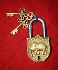 Elephant Design Brass Padlock Handmade Heavy Safety Door Lock With 2 Keys Rv2