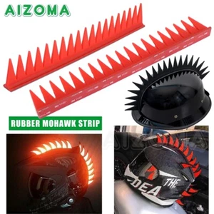 Motorcycle Helmet Mohawk Spikes Sawblade Rubber Peel Stick Hook Loop Universal - Picture 1 of 12