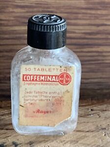 Vintage Bayer Medicine Bottle Coffeminal Barbiturate Aspirin German EMPTY