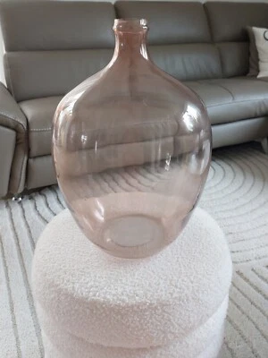 XXL Bauchige Vase beige Glas 40 cm Groß mit Schmalem Hals, Bodenvase, UVP 49,90€ - Bild 1 von 4