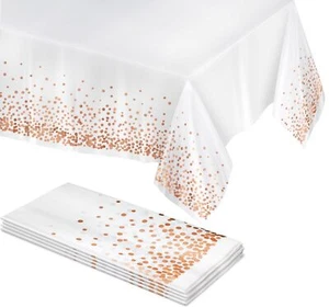 Rose/gold Tablecloths 4pk 54"x108" | Gold Dot Disposable Tablecloths | Plastic T - Picture 1 of 5