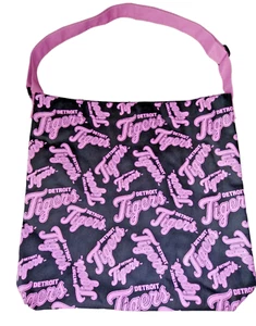 Detroit Tigers Black and Pink Canvas Shoulder Tote Handbag Forever Collectibles - Picture 1 of 7