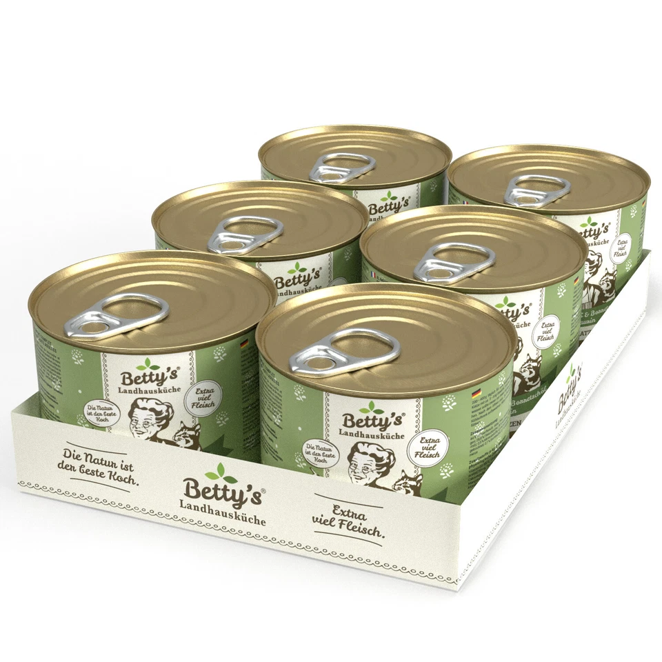 Betty`s Landhausküche Katze Huhn & Kalb 6x 200g Ds. (11,75€/1kg) - Bild 1 von 1