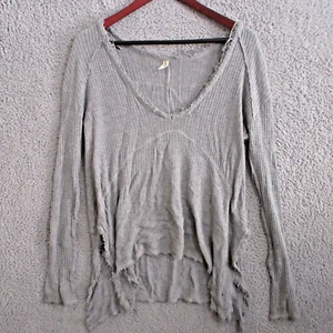 Free People Top Damen XS grau Oversize ausgefranster Rand Tunika Bohemian Festival Y2K - Bild 1 von 16