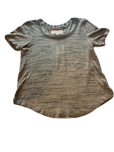 Anthropologie Pure + Good Green SHIRT Short sleeve cotton black Stitch Neck Tuni - Picture 1 of 15