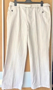 Liz Claiborne plus size 18 white pastel candy striped Trousers jeans 100% cotton - Picture 1 of 6