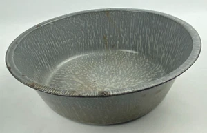 Graniteware Wash Basin Pan Speckled Gray Primitive Enamelware 11 3/4" Vintage - Picture 1 of 9