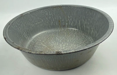 Graniteware Wash Basin Pan Speckled Gray Primitive Enamelware 11 3/4" Vintage - Image 1 of 4