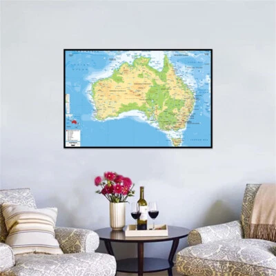 A1 A2 A3 Mapa de Australia Geográfico Póster de Pared Telón de Fondo Impresión Decoración de Pared Foto 1 de 4