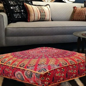 Indian Large Mandala Cushion Cover Square Decorative Floor Pillow Ethnic Pillows