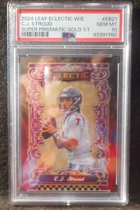 2024 C.J. Stroud Leaf Eclectic W/E RC Super Prismatic Gold 1/1..PSA 10..Texans - Bild 1 von 2