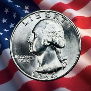1964 D United States Washington Silver Quarter - BU - Combined Ship - Picture 1 of 2