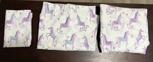 Pottery Barn Kids Magical Unicorn TWIN Sheet Set Flat-Fitted-Pillowcase - Picture 1 of 6