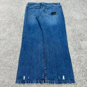 Pantalones de mezclilla holgados de pierna ancha Y2K años 2000 bordados cosidos Sean John Skater - Imagen 1 de 6