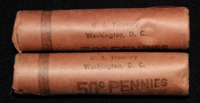 SUPER RARE 1959 P Lincoln Cent OBW U.S. TREASURY Washington D.C. Red Rolls UNC ! - Image 1 of 4