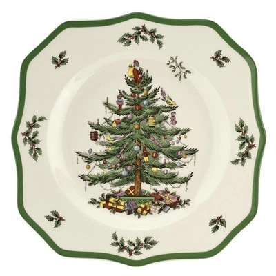 Christmas Tree Scalloped Dinner Plate - Holiday-Themed Stoneware Large Plate ... - Image 1 of 4