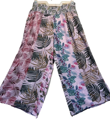 SACRED THREADS patch hippie rayon wide leg smocked waist PANTS 1X Free shipping - Image 1 of 4