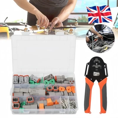 SANHESHUN 185PCS Deutsch DT Connector DT06-2/3/4/6 Plug Kit & Auto Deutsch Crimp Tool Set