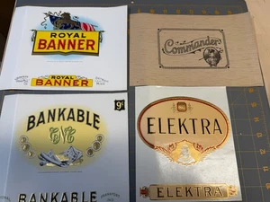 8 etiquetas antiguas para cajas de cigarros (bancables, banner real, sello rojo y más) - Imagen 1 de 2