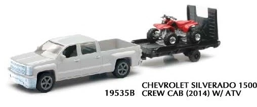 NEWRAY, Pick up CHEVROLET Silverado 1500 con rimorchio e Quad rosso, 1/43,  N... - Immagine 1 di 1